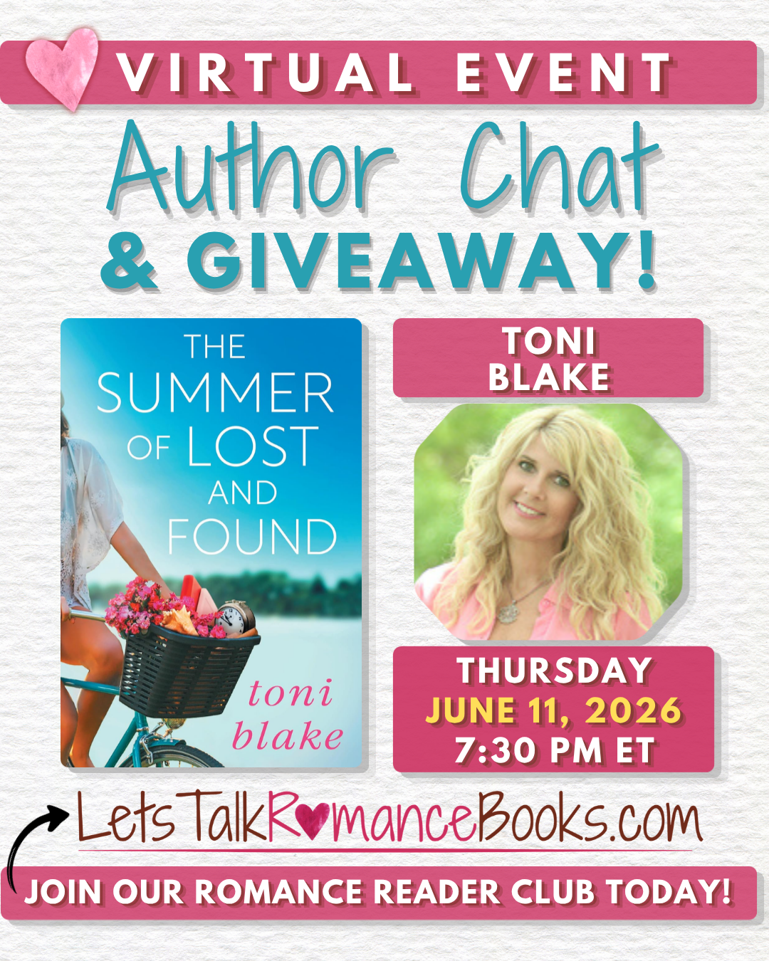 Author Chat and Giveaway with Toni Blake